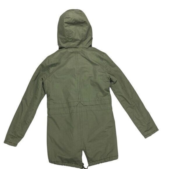 Miss London Jacket Womens S Green Utility Cinch Waist Lined Pockets Preppy Coat - Picture 5 of 16
